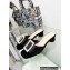 Dior Idylle Heel 3.5cm Slides in White Resin Pearls and Black Cotton Embroidered with Strass 2023
