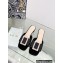 Dior Idylle Heel 3.5cm Slides in White Resin Pearls and Black Cotton Embroidered with Strass 2023