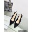 Dior Heel 9.5cm J'Adior Slingback Pumps in Black Cotton Embroidered with Strass 2023