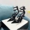 Versace Heel 11cm Buckle Straps Sandals Satin Black 2022