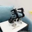 Versace Heel 11cm Buckle Straps Sandals Satin Black 2022