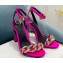 Versace Heel 10.5cm Medusa charm and Chain Sandals Satin Fuchsia 2022
