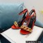 Versace Heel 10.5cm Medusa charm and Chain Sandals Satin Red 2022