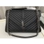 Saint Laurent college large chain bag in quilted leather 600278/487212 Black/Silver