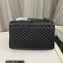 Saint Laurent college large chain bag in quilted leather 600278/487212 Black/Silver