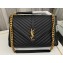 Saint Laurent college large chain bag in quilted leather 600278/487212 Black/Gold