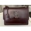 Saint Laurent sunset medium chain bag in smooth leather 442906 Burgundy/Silver