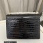 Saint Laurent sunset medium chain bag in crocodile-embossed shiny leather 442906 Black/Gold