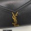 Saint Laurent cassandra mini top handle bag in grain de poudre embossed leather 623930 Black