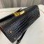 Saint Laurent cassandra mini top handle bag in crocodile-embossed shiny leather 623930 Black