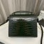 Saint Laurent cassandra mini top handle bag in crocodile-embossed shiny leather 623930 Dark Green