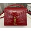 Saint Laurent cassandra mini top handle bag in crocodile-embossed shiny leather 623930 Red