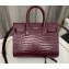 Saint Laurent Sac De Jour Nano Bag in embossed crocodile shiny leather 392035 Burgundy