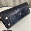 Saint Laurent Sac De Jour Nano Bag in embossed crocodile shiny leather 392035 Blue