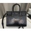 Saint Laurent Sac De Jour Nano Bag in embossed crocodile shiny leather 392035 Black