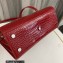 Saint Laurent Sac De Jour Baby Bag in embossed crocodile shiny leather 421863 Red