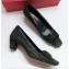 Roger Vivier Heel 4.5cm Patent Leather Buckle Checker Pump Dark Green 2018