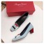 Roger Vivier Heel 4.5cm Patent Leather Buckle Pump Light Blue 2018