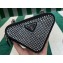 Prada Embellished satin and leather mini-pouch Bag 1NR015 Black