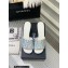 Chanel Camellia Embossed Logo Heel Mules Silver 2023