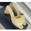Chanel Camellia Embossed Logo Heel Mules Beige 2023