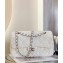 Chanel Fur Sequins and Pearl Classic Flap Handbag White 2023