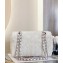 Chanel Fur Sequins and Pearl Classic Flap Handbag White 2023