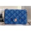 Chanel Small Classic Flap Handbag Denim Light Blue 2023