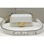 Fendi Iconic Medium Baguette Bag with laser cut Baguette lettering shoulder strap White 2023