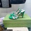 Gucci Heel 9cm Sandals Green with Bow and Gold Logo 2023