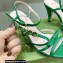 Gucci Heel 9cm Sandals Green with Bow and Gold Logo 2023