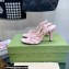 Gucci Heel 9cm Sandals Pink with Bow and Gold Logo 2023