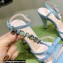 Gucci Heel 9cm Sandals Blue with Bow and Gold Logo 2023