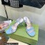 Gucci Heel 9cm Sandals Blue with Bow and Gold Logo 2023