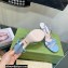 Gucci Heel 9cm Sandals Blue with Bow and Gold Logo 2023