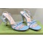 Gucci Heel 9cm Sandals Blue with Bow and Gold Logo 2023
