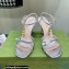 Gucci Heel 9cm Sandals Silver with Bow and Gold Logo 2023