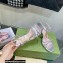 Gucci Heel 9cm Sandals Silver with Bow and Gold Logo 2023