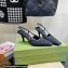 Gucci Heel 7.5cm Fabric slingback pumps Black with Allover GG crystal 2023