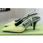 Gucci Heel 7.5cm Fabric slingback pumps Green with Allover GG crystal 2023