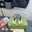 Gucci Heel 7.5cm Fabric slide sandals Green with Allover GG crystal 2023
