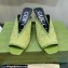 Gucci Heel 7.5cm Fabric slide sandals Green with Allover GG crystal 2023