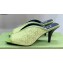 Gucci Heel 7.5cm Fabric slide sandals Green with Allover GG crystal 2023