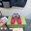 Gucci Heel 7.5cm Fabric slide sandals Cherry Red with Allover GG crystal 2023