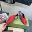 Gucci Heel 7.5cm Fabric slide sandals Cherry Red with Allover GG crystal 2023