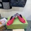 Gucci Heel 7.5cm Fabric slide sandals Cherry Red with Allover GG crystal 2023