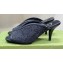 Gucci Heel 7.5cm Fabric slide sandals Black with Allover GG crystal 2023