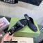 Gucci Heel 7.5cm Fabric slide sandals Black with Allover GG crystal 2023