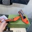 Gucci Heel 7.5cm Fabric sandals Orange with Allover GG crystal 2023