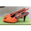 Gucci Heel 7.5cm Fabric sandals Orange with Allover GG crystal 2023